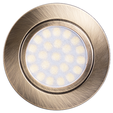 LED møbelspot, 4W, 4200K, 230V AC, IP44, Satin messing