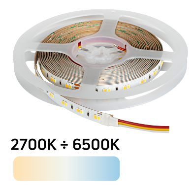 Proff. LED Bånd/Strips, CCT, 18 W/m,  2700 til 6500K, 24V DC, 120 Led/m, IP20, SMD2835