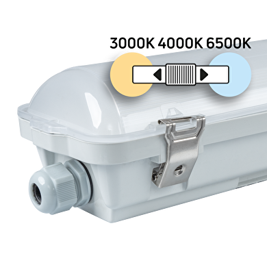 LED armature med CCT omskifter, PC, 0.60m, 18W max., 220V-240V AC, IP66