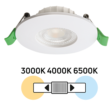 LED downlight til indbygning, 6W, 3-4-6000K, 220V, IP44, dæmpbar