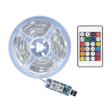 LED USB ambient lys 1W/m, RGB, 5V DC, SMD3939, 10m, 10 LEDs/m, IP65