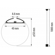 Cylinderformet aluprofil til LED bånd, Ø60 mm x 2 meter