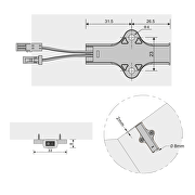 Sensor dør kontakt, 60W, 12V DC, 5 cm