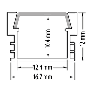 Aluminiumsprofil til LED bånd, dyb overflade, 2m