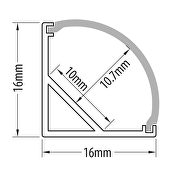 Aluminiumsprofiler til LED bånd, 45 ° hjørneprofil, 2m