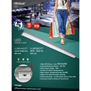 LED linear lighting fixture CCT, 1.20m, 36W, 220V-240V AC, IP20