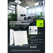 LED panel 600х600 mm, 40W, 4000K, 155 lm/W, 220V-240V AC, IP44