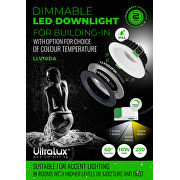 LED downlight til indbygning, 10W, 3000K/4000K/5700K, 220-240V AC, IP44, dæmpbar