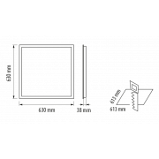 Ramme til montering af LED-panel 600x600, indbygget